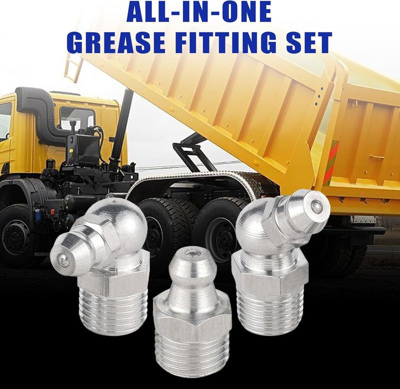 BUSY-CORNER 310PCS SAE & Metric Grease Nipple Assortment Kit, Hydraulic Grease Fittings Standard with Plastic Grease Fitting Caps - Image 5